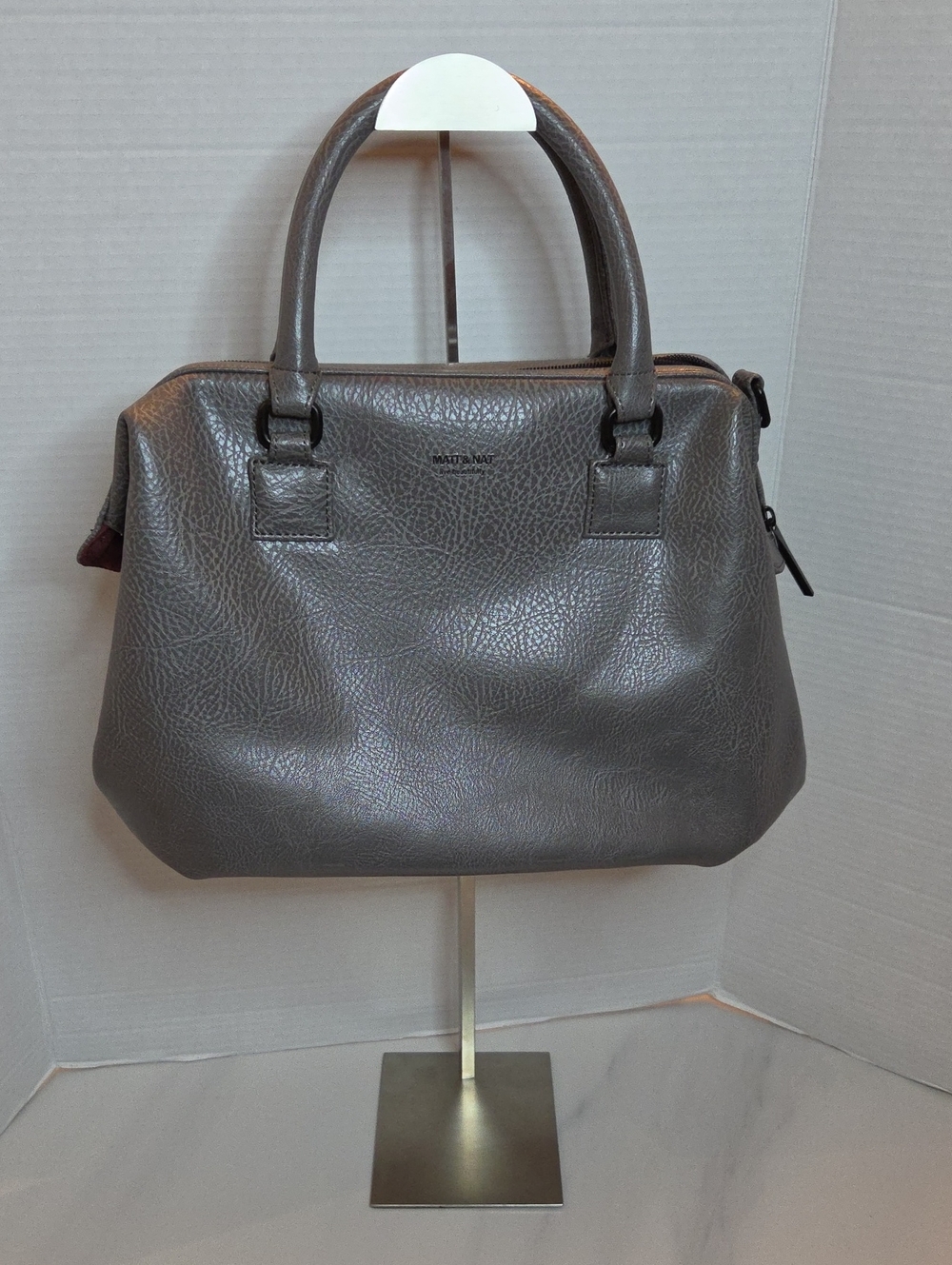 Matt & Nat Charcoal Gray Structured Vegan Leather Satchel